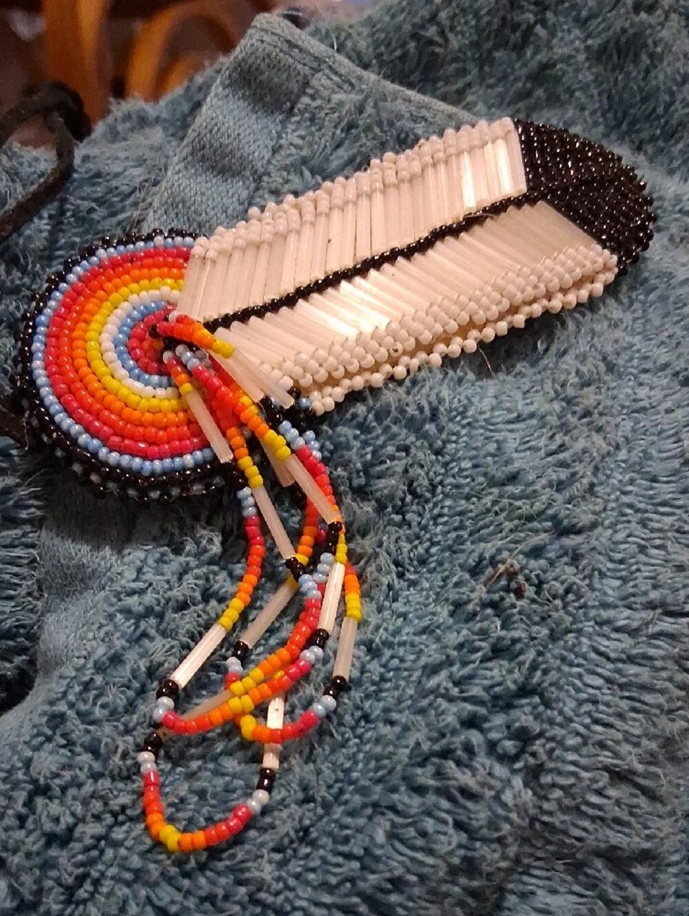 Beaded Rainbow Fringe Pendant Necklace - Multicolor
